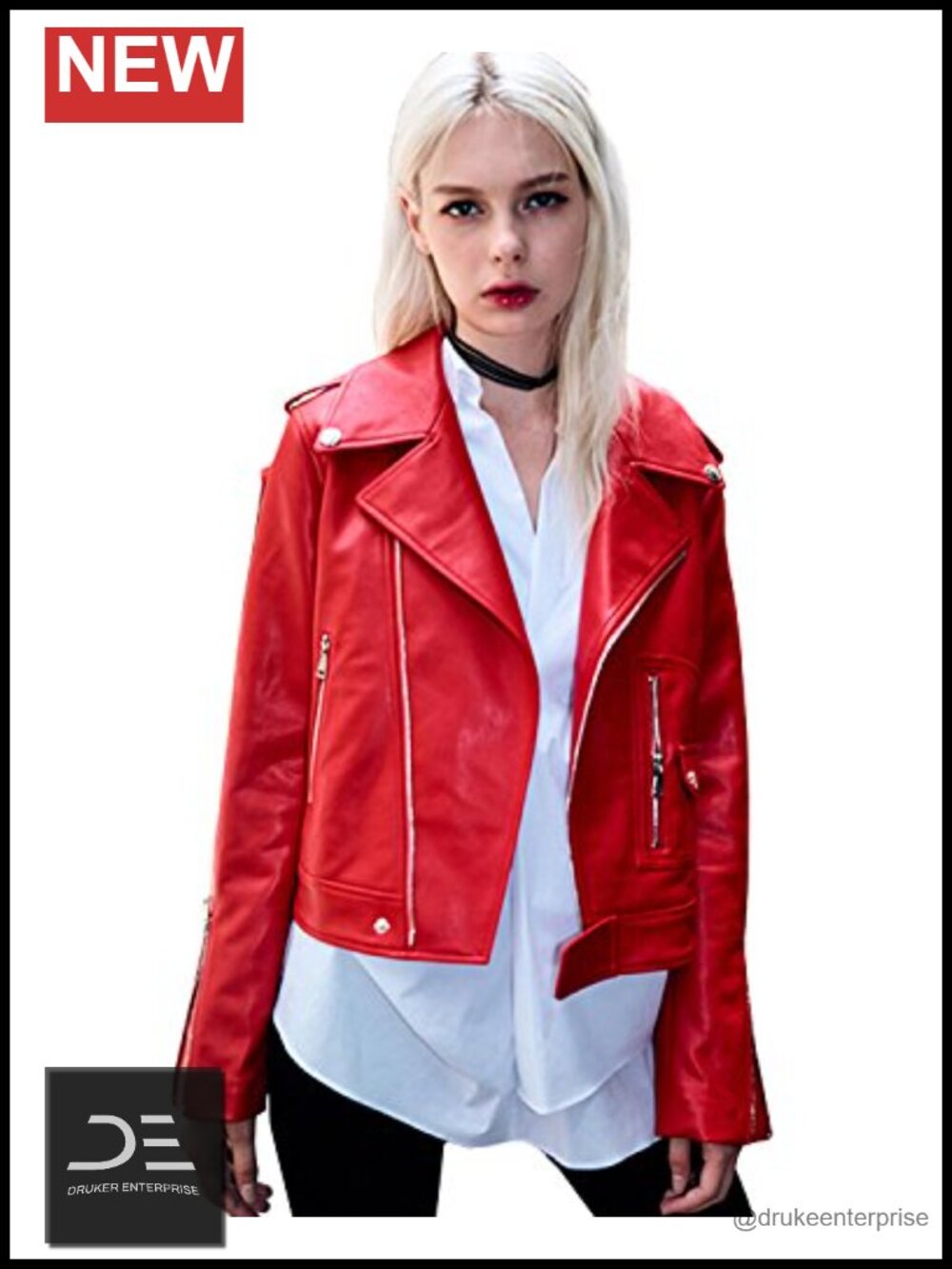 Faux Leather Motorcycle Jacket Zipper Moto Biker Coat